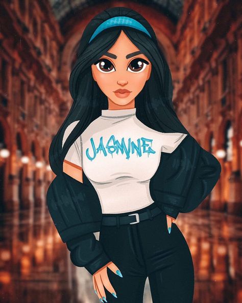 Disney Punk, Disney Swag, Princesas Disney Anime, Modern Disney Characters, Punk Disney, Wallpaper Iphone Disney Princess, Disney Princess Makeover, Disney Princess Jasmine, Disney Jasmine