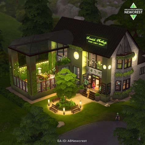 🥑 Green Sprout Restaurant 🥑 [swipe for floorplan] 🛋 Fully furnished 🍀 Functional & playtested 🌾 vegetarian menu & matching staff uniforms ✅ No CC 📐 30x20 It's in the gallery. EA-ID: ABNewcrest 🌿 #TheSims4 #simstagram #sims4build #showusyourbuilds #sims Sims 4 Arts Center, Sims 4 Restaurant Menu Cc, Sims 4 Retail Store Ideas, The Sims 4 Community Lot, Sims 4 Build Ideas Community, Green House Sims 4, Sims 4 Community Garden, The Sims 4 Restaurant Ideas, Restaurant The Sims 4