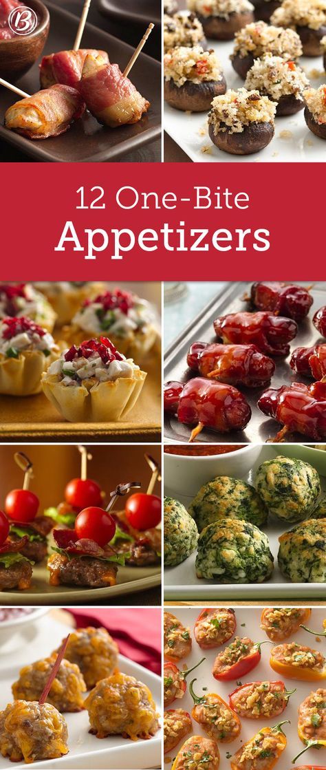 Think mini! These small appetizer bites are perfect for mixing and mingling at parties. And best of all, each recipe makes a nice-sized batch, making them ideal for potlucks and open houses! One Bite Appetizers, Mini Appetizers, Diy Easy Recipes, Small Appetizers, Appetizer Bites, Holiday Appetizers, Finger Food Appetizers, Snacks Für Party, Open Houses