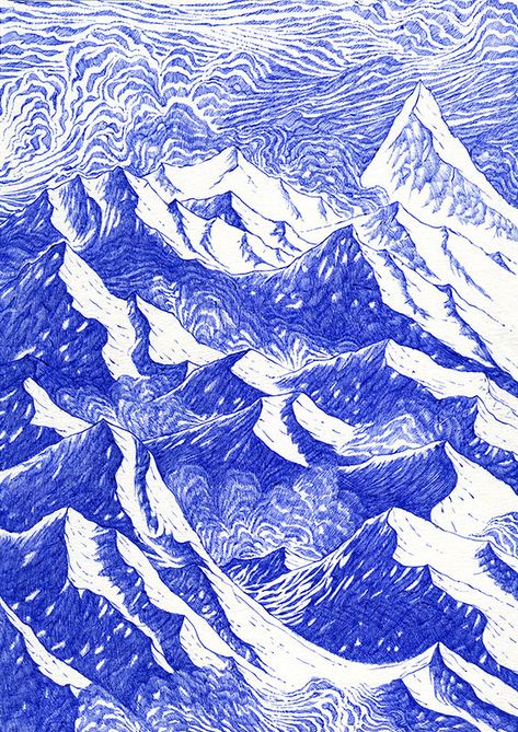 The spine | 21 x 29,7cm, ink on paper, Kevin Lucbert, 2021. | Kevin Lucbert | Flickr Landscape Background, Ink On Paper, Blue Line, Pen Drawing, Natural Landmarks, Drawings, Instagram