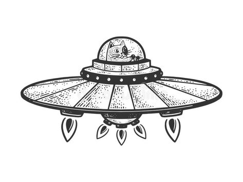 Spaceship Sketch, Cartoon Spaceship, Shape Cartoon, Flying Cat, Line Print, Illustration T Shirt, Alien Abduction, Flying Saucer, I Miss U