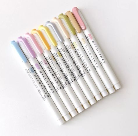 Stationery Supplies Aesthetic, Hilighters For School, Mid Liner Highlighters, Midliner Pens Aesthetic, Midliner Pens, Highlighters Aesthetic, Cute Highlighters, Amazon Aesthetic, Highlight Pen