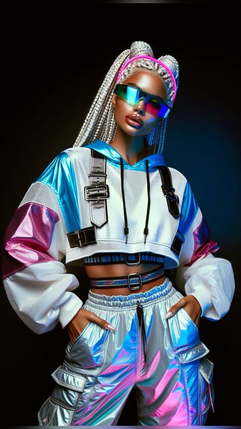 Futuristic Outfits Aesthetic, Futuristic Halloween Costume, Model Posture, Rave Photography, Dj Aesthetic, Alien Fashion, Futuristic Outfits, Harley Quinn Halloween, Holography