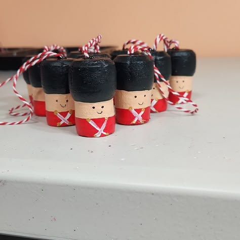 Restocked Handmade Upcycled Toy Soldiers Set Of 10 Hand Painted Champagne Corks Red & White Loops 100% Natural Cork Ornaments Cork Gingerbread Man, Wine Cork Advent Calendar, Wine Cork Reindeer Ornament, Cork Snowman Ornament, Christmas Cork Ideas, Champagne Cork Ornaments, Fall Cork Crafts, Cork Screw Crafts, What To Do With Wine Corks