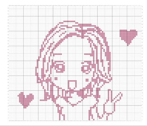 77 by 90 Manga Crochet Pattern, Nana Pixel Art Grid, Nana Grid Pattern, Pixel Grid Crochet Easy Simple, Nana Alpha Pattern, Nana Crochet Pattern, Crochet Pixel Grid, Pixel Grid Crochet, Pixel Pattern Design