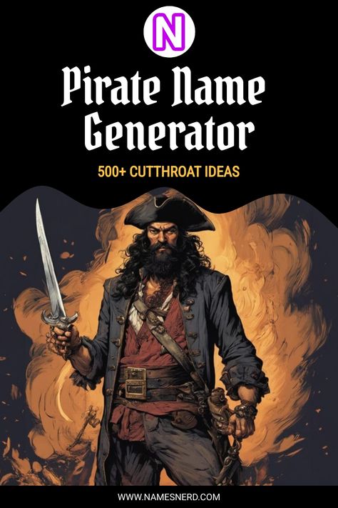 Need a swashbuckling moniker? Try our Pirate Name Generator! Packed full of unique, creative names that’ll shiver ye timbers. Pirate Names Generator, Pirate Name Generator, Pirate Name, Ching Shih, Pirate Festival, Captain Barnacles, Hector Barbossa, Jack Johns, Pirate Names