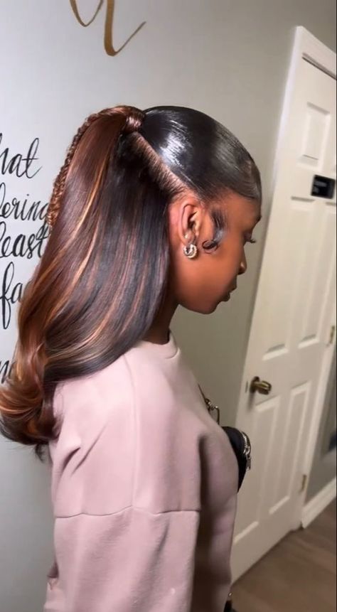 #follow #hairgoals #hairstyles #hair #ponytail #beautyblog #blogging #blog #blogger Straight Back Half Up Half Down, Cute Half Up Half Down Hairstyles Black, Half Up Half Down Hair Colored Hair, Half Uo Half Down Hair Styles Black Women, Push Back Half Up Half Down Weave, 16 Inch Half Up Half Down, Half Up Half Down Sewn In, Slick Ponytail Half Up Half Down, Low Pony Half Up Half Down Hair Black Women