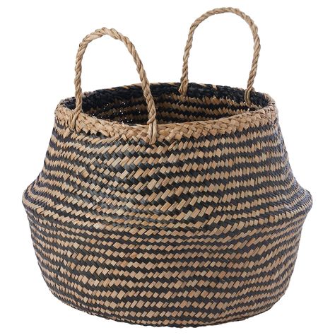 KRALLIG seagrass, black, Basket. Have the handles turned up to hide your things, or turn them down to display the contents – you choose. This multifunctional basket is handwoven and adds a natural and genuine expression to any space. Ikea New, Kallax Shelf, Black Basket, Artificial Potted Plants, Seagrass Basket, Best Ikea, Towel Storage, Ikea Family, Water Hyacinth