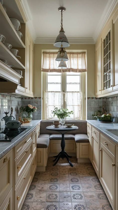 Small Kitchen Classic, Small Vintage Kitchen Ideas, Small Classic Kitchen, Small Open Shelves Kitchen, Kitchens With Open Shelving, Open Shelving Kitchen Cabinets, Small Kitchen Remodel Ideas, Practical Home Decor, Small Kitchen Remodel