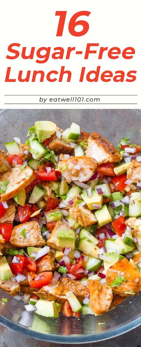 16 Sugar-Free Lunch Ideas to Pack Up for Work - #sugarfree #lunch #recipes #eatwell101 - These healthy lunch ideas with no added sugar will actually keep you full until dinner. Lunch For Diabetics Meal Ideas, Healthy Lunches For Diabetics, The Foodie 101, Low Carb Low Sugar Lunch Ideas, No Carb Lunches For Work, Healthy Dinner Ideas For Diabetics, Carb Free Sugar Free Meals, Prediabetic Lunches, No Added Sugar Dinner Recipes