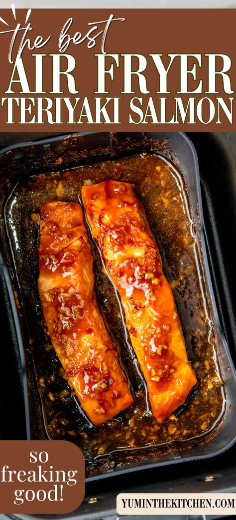 This Simple Air Fryer Teriyaki Salmon recipe is the perfect blend of sweet and savory. Made with brown sugar and garlic, the teriyaki glaze adds a delicious flavor that crisps up in the air fryer. It’s a healthy, easy recipe that’s ready in under 15 minutes, making it perfect for weeknight dinners. Dash Air Fryer Recipes, Easy Air Fryer Salmon Recipes, Airfry Salmon Recipes, Teriyaki Salmon Air Fryer Recipes, Air Fryer Christmas Recipes, Ninja Air Fryer Recipes Easy, Air Fryer Frozen Salmon, Salmon Recipes Air Fryer, Easy Healthy Air Fryer Recipes