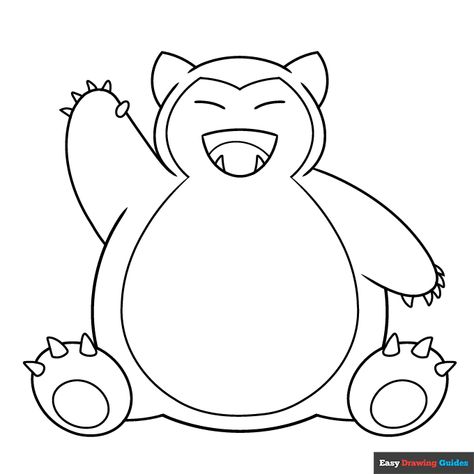 Cute Snorlax Drawing, Pokemon Drawings Easy, Snorlax Drawing, Pokémon Coloring Pages, Pokemon Coloring Sheets, Snorlax Pokemon, Bird Pokemon, Ghost Type Pokemon, Dragon Type Pokemon