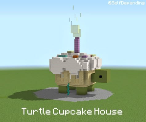 Shell House Minecraft, Minecraft Building Ideas Dessert, Minecraft Food House, Minecraft Turtle House, Minecraft Food Builds, Minecraft Turtle Farm, Turtle Home Minecraft, Minecraft Snail, Minecraft Turtle Enclosure