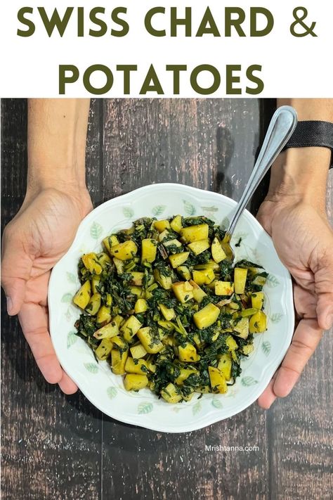 Swiss Chard And Potatoes • Simple Sumptuous Cooking Swiss Chard Indian Recipe, Swiss Chard And Potatoes Recipes, Delicious Side Dishes, Inflammation Recipes, Swiss Chard Recipes, Chard Recipes, Indian Diet, Anti Inflammation, Vegetarian Recipe