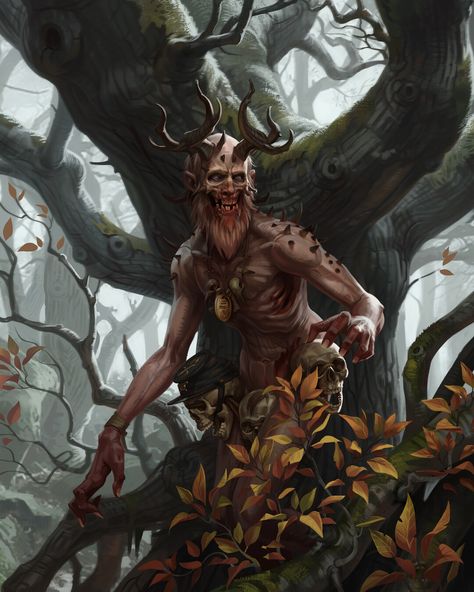 ArtStation - Wendigo, Alexander Shatohin Wendigo Painting, Wendigo Concept Art, Wendigo Pictures, Wendigo Fantasy Art, Wendigo Real, Eldritch Horror, Horror Themes, Image Painting, Dnd Monsters