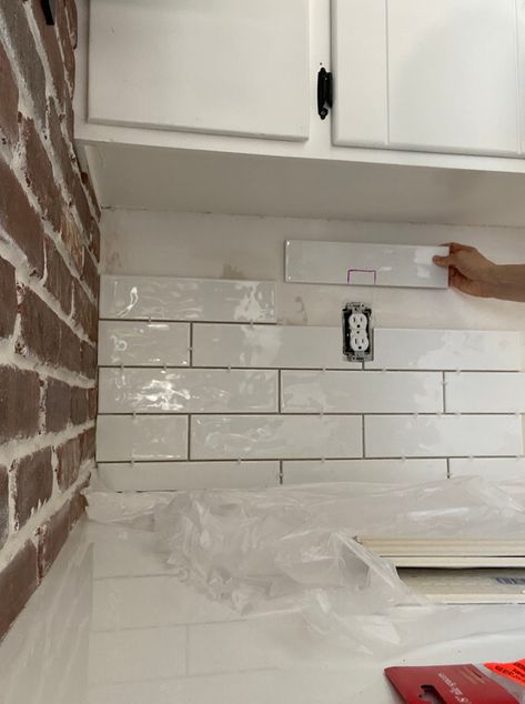 DIY Kitchen Backsplash, How-To Tile on Your Own! | Abbbclarkhomeee Diy Affordable Backsplash, How To Do Kitchen Backsplash, How To Lay Backsplash Tile, Diy Tile Kitchen Backsplash, How To Tile A Backsplash, Diy Subway Tile Backsplash, How To Grout Tile Backsplash, How To Lay Subway Tile Backsplash, How To Tile Backsplash Kitchen