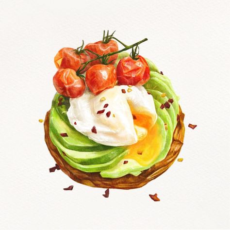 Avocado Toast Drawing, Toast Drawing, Tomato Toast, Food Drawing, Branding Inspiration, Avocado Toast, Watermelon, Avocado, Toast