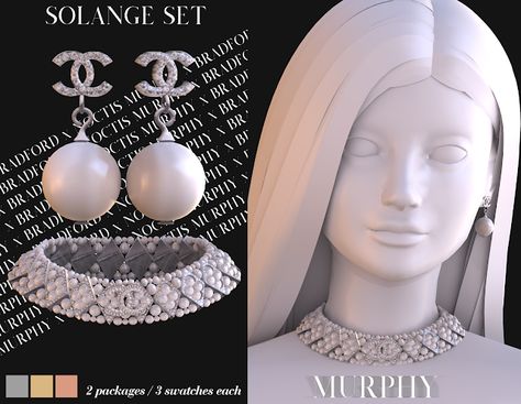 Solange Set [Chanel jewelry necklace choker earrings] sims 4 cc custom content accessories #ts4cc #sims4cc Cc Accessories, Sims 4 Piercings, Sims 4 Tsr, Cc Clothes, Intimo Calvin Klein, Pelo Sims, Sims 4 Body Mods, Sims 4 Cc Folder, Tumblr Sims 4