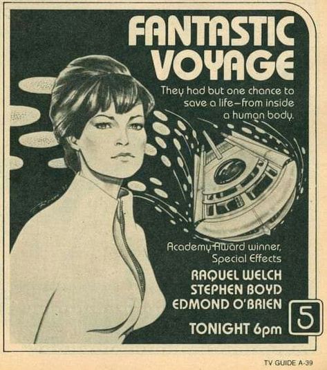 Fantastic Voyage 1966, Raquel Welsh, Rachel Welch, Science Fiction Movie Posters, Sf Movies, Newspaper Ads, Rocky Horror Show, Fantastic Voyage, Old Movie Posters