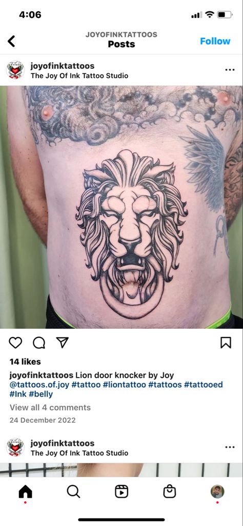 Lion Door Knocker Tattoo, Door Knocker Tattoo, Lion Door Knocker, Small Tats, Lion Tattoo, Tattoo Design Drawings, Door Knockers, Design Drawings, Tattoo Studio