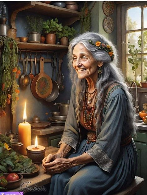 Older Woman Art Character Design, Crone Aesthetic, Old Lady Art, Hippie Witch Aesthetic, Firefly Art, Baba Jaga, Eclectic Witch, Fantasy Photography, Family Illustration