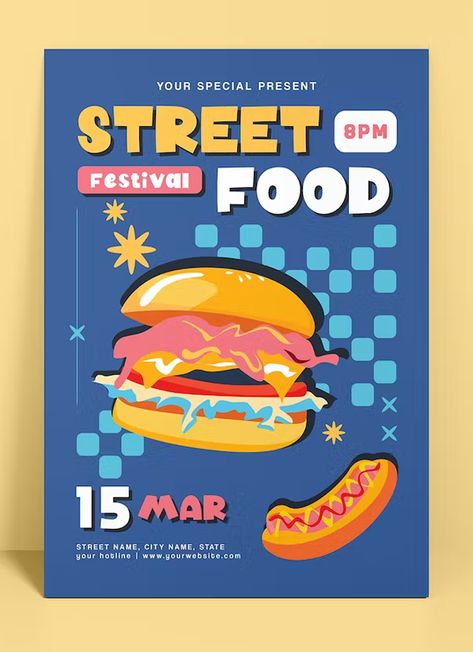 Street Food Festival Flyer Template AI, EPS Food Truck Festival Poster, Street Food Festival Poster, Food Fair Poster, Food Festival Poster Design Ideas, Food Event Poster, Street Food Poster, Disco Kitchen, Pen Tool Illustrator, Food Festival Design