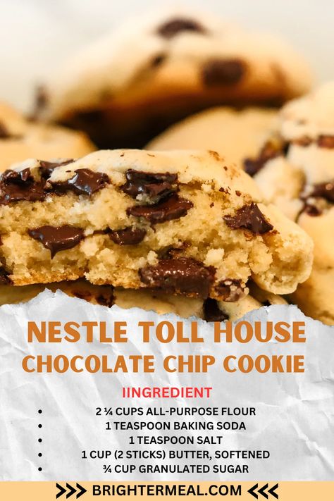 Nestle chocolate chip cookie recipe Nestle Chocolate Chip Cookie Bars, Chocolate Chip Cookies Nestle, Nestle Toll House Oatmeal Chocolate Chip Cookies, Nestle Chocolate Chip Cookie Recipe, Nestlé Toll House Chocolate Chip Cookies, Nestle Chocolate Chip Cookies, Nestle Tollhouse Chocolate Chip Cookies, Nestle Recipes, Tollhouse Chocolate Chip Cookies