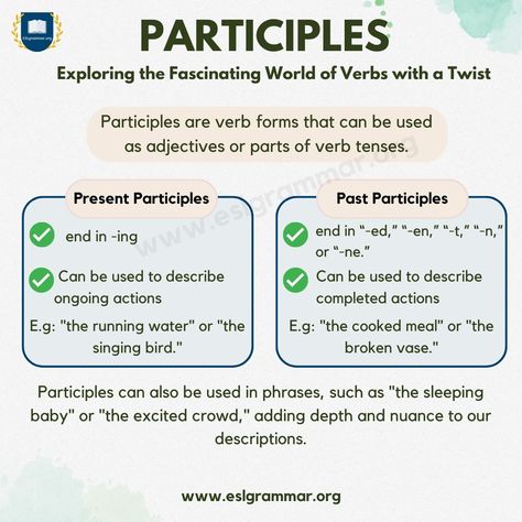 Present Participle, Useful Vocabulary, Types Of Verbs, Verbs In English, Esl Grammar, Verbs List, Regular Verbs, Verb Forms, Verb Tenses