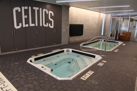 Celtics Training Facility Pools - Weston & Sampson Indoor Training Facility, Training Facility Design, Futuristic Headquarters, Sports Training Facility, Gym Architecture, Therapy Pools, Gym Space, Gym Design Interior, Plunge Pools