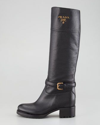 Prada Riding Boots Outfit, Prada Riding Boots, Riding Boots Outfit, Riding Boot Outfits, Flat Riding Boots, Prada Boots, Book Fashion, Prada Milano, Cheap Boots