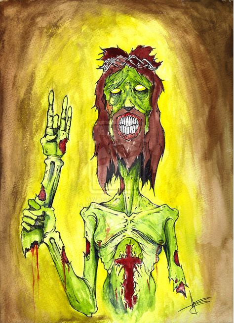 Zombie J.C. by ShawnCoss.deviantart.com Zombie Art, My Tattoo, Got To Be, Jesus Loves Me, Post Apocalyptic, Horror Art, Tattoo Artist, Dark Art, Get One