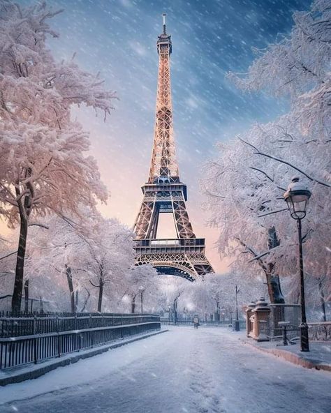 A winter wonderland beneath the iconic Eiffel Tower in Paris❄️🤍✨! Paris Aesthetic Winter, France Snow, Tower Photography, Paris Drawing, Eiffel Tower Painting, Christmas Desktop Wallpaper, Eiffel Tower Photography, Eiffel Tower In Paris, Iphone Wallpaper Winter