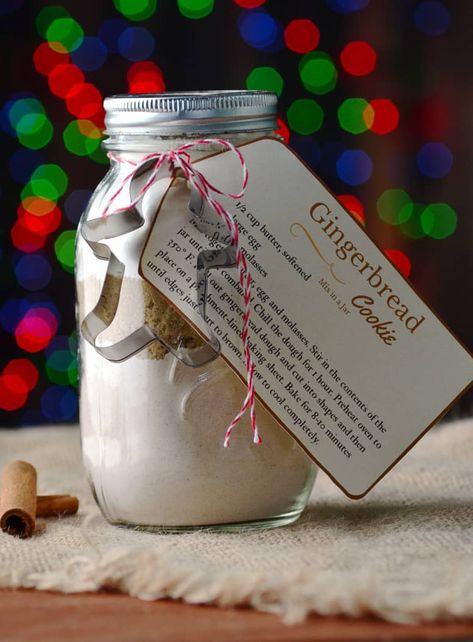 Gingerbread Cookie Mix in a Jar is a simple homemade Christmas gift that is perfect for teachers, neighbors & Co-workers.