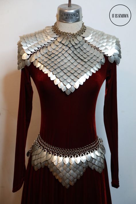 Possible look 1 Scalemail Armor, Chainmail Clothing, Scale Maille, Chest Armor, Dress Paris, Scale Mail, Chain Maille, Chain Mail, Fantasy Clothing