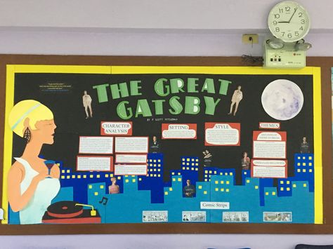 The Great Gatsby bulletin board 2016-2017 #msamyclass #msamystudents Great Gatsby Bulletin Board, Great Gatsby Project Ideas, Highschool Classroom, Reading Month, Board Display, Character Analysis, Bulletin Board Display, English Teaching, Unit Plan