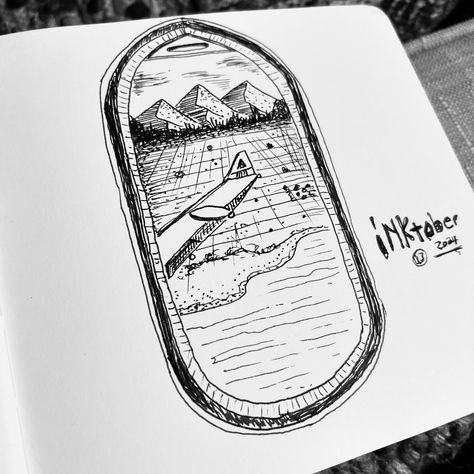 @inktober Day 13 : Horizon - #inktober #inkdrawing #inktober2024 #inktoberhorizon #inktober2024horizon #airplane #mountains #beach #landscape #inkillustration #ink #penandink #sketch #sketchbook #vacation #flying #ocean #postalservice #notebook #drawing #draws #blackink #artjournal Sketch Airplane, Horizon Sketch, Ink Illustrations, Ink Drawing, Pen And Ink, Art Journal, Notebook, Sketch Book, Drawings