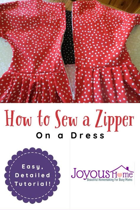 Replacing A Zipper In A Dress, How To Put Zipper In Dress, Adding Zipper To Dress, Zipper Tutorial Easy, How To Put A Zipper In A Dress, No Zipper Dress Pattern, How To Install A Zipper In A Dress, Dress Zipper Hacks, Sewing A Zipper On A Dress