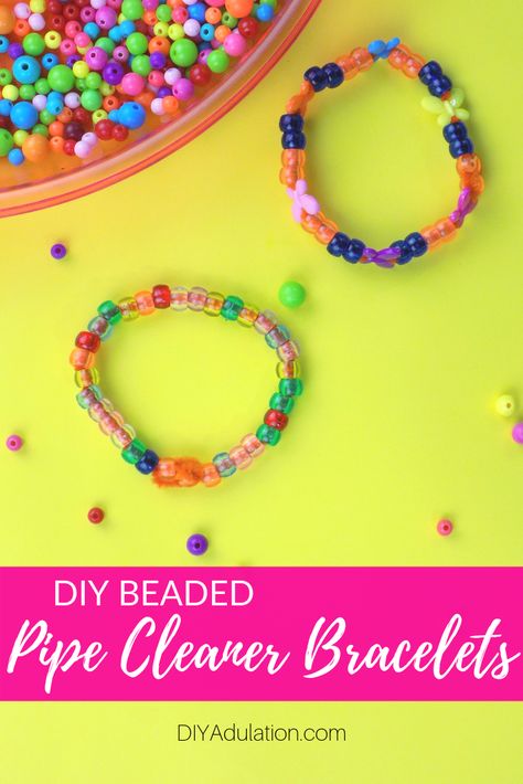 Pipe Cleaner Bracelets, 4h Crafts, Letters Preschool, Pony Bead Bracelets, Friendship Bracelets Easy, Quiet Play, Pipe Cleaner Crafts, Friendship Bracelets With Beads, Fall Craft