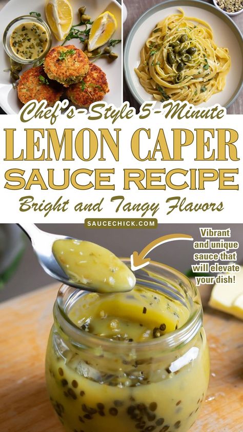 Lemon Caper Sauce recipe Carrabbas Lemon Butter Sauce, Lemon Dill Caper Sauce, Creamy Lemon Caper Sauce, Sauce For Grilled Salmon, Linguine Recipes Easy, Capers Sauce, Lemon Caper Butter Sauce, Caper Butter Sauce, Lemon Herb Sauce