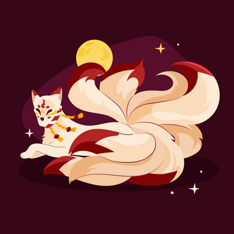 Art originally made by https://www.freepik.com/author/freepik Kitsune Illustration, Vector Hand, Flat Design, Graphic Resources, Hand Drawn, Vector Free, Fox, How To Draw Hands, Art