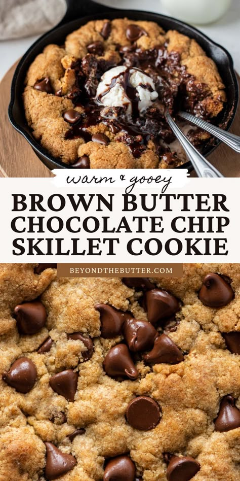 Skillet Cookie Cast Iron 6 Inch, Small Cookie Skillet Recipe, Small Skillet Cookie, Pazooki Recipes, Pazookie In Cast Iron, Cast Iron Cookie Recipe, Skillet Cookie Cast Iron, Skillet Recipes Dessert, Skillet Brookie