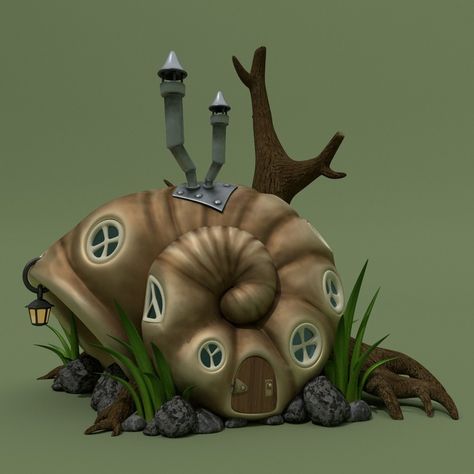 ArtStation - Fantasy Shell House, Ada King Seashell House Concept Art, Fantasy Dwellings, Snail House, Polymer Clay Mushroom, Wishing Wells, Sunset Canvas Painting, Clay Mushroom, Shell House, Game Studio