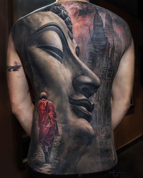 Equanimity Tattoo, Buddha Sleeve Tattoo, Buda Tattoo, Buddha Tattoo Design, Buddha Tattoos, Full Back Tattoos, Buddha Tattoo, Family Tattoo, Back Tattoos For Guys