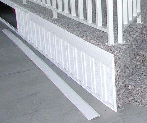 Vinyl Skirting Installation Vinyl Deck Skirting, Deck Skirts, Porch Skirting, Deck Skirting Ideas, Property Layout, Vinyl Decking, Renovation Facade, Skirting Ideas, House Skirting