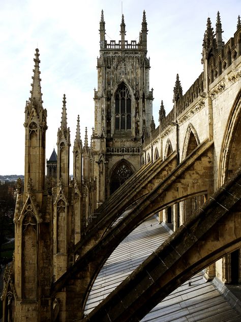 Minster flying buttress | Flickr - Photo Sharing! Flying Buttress, Architecture Cool, Gothic Buildings, Gothic Cathedrals, York Minster, Gothic Cathedral, Gothic Church, Gothic Design, Cathedral Church