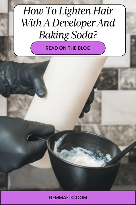 Are you looking to lighten your hair without using harsh chemicals? With the right supplies, it’s surprisingly easy to do. I’m going to share how to lighten hair with a developer and baking soda, so you can safely lighten your hair at home, when you don’t want to bleach your hair, to achieve lighter hair. How To Bleach Your Hair At Home, Peroxide Hair Lightener, Lighten Hair Without Bleach, Natural Hair Lightener, Lighten Hair At Home, Removing Black Hair Dye, Peroxide Hair, Lightening Dark Hair, Lighten Hair Naturally