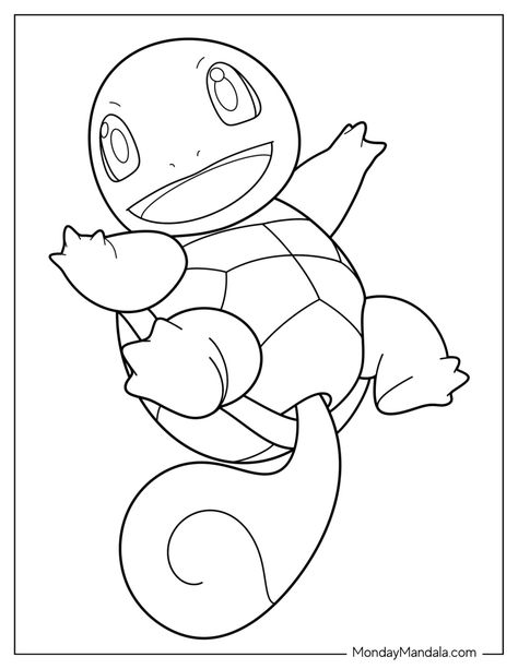 Squirtle Tattoo, Squirtle Drawing, Squirtle Squad Tattoo, Pokemon Squirtle Drawing, Squirtle Outline, Cute Squirtle Drawing, Squirtle Coloring Page, Legendary Pokemon Coloring Sheets, Pokemon Coloring Sheets