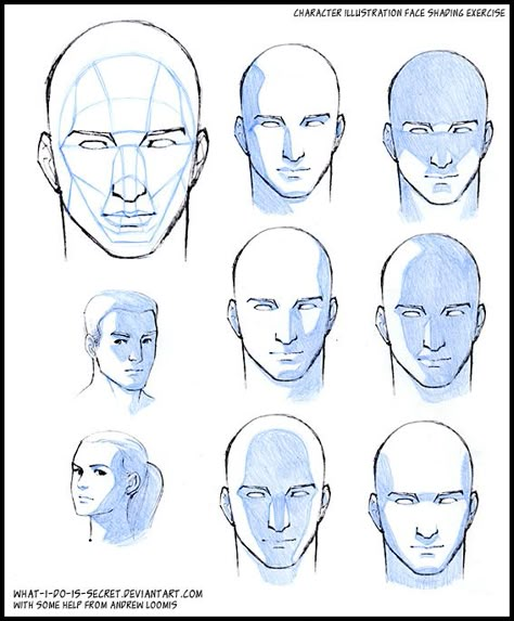 Face shading, basic planes by *what-i-do-is-secret on deviantART Shading Faces, 얼굴 드로잉, 얼굴 그리기, Drawing Heads, How To Shade, Drawing Faces, Drawing Projects, Poses References, Anatomy Drawing