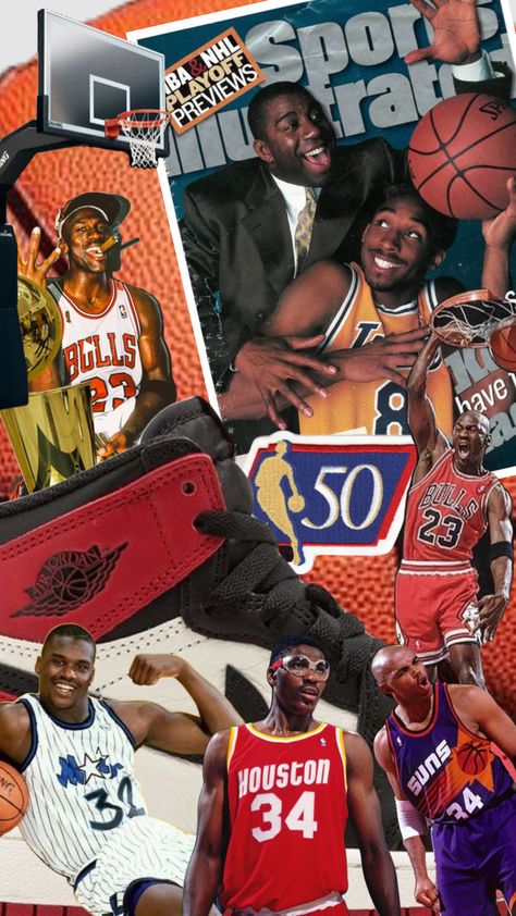 Retro Basketball Aesthetic, 90s Nba Aesthetic, 90s Basketball Aesthetic, 90s Mood Board, Nba Graphic Design, 2k Basketball, Basketball Core, Basketball Collage, Basketball Collection