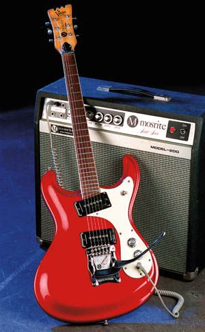 Mosrite Ventures guitar.  I has the Mark IV model and this amp. Mosrite Guitar, Surf Guitar, Guitar And Amp, Johnny Ramone, The Ramones, Rare Guitars, Rare Features, Signature Guitar, Guitar Rig